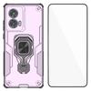 For Motorola Edge 50 Fusion 5G Phone Case WANLONFENG PC TPU Back Cover Kickstand with Tempered Glass