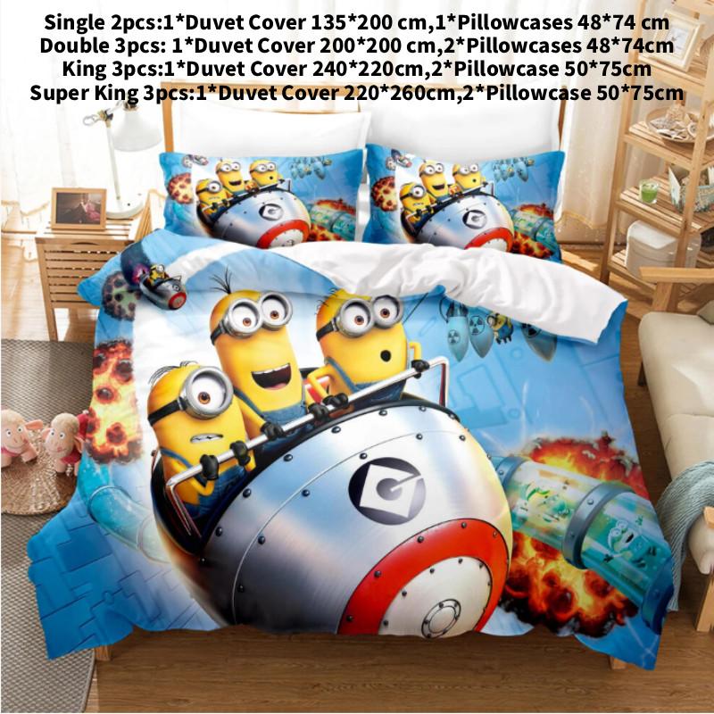 Duvet Anime Minions Cover Set Comforte Printed Cartoon Twin Bedding Christmas