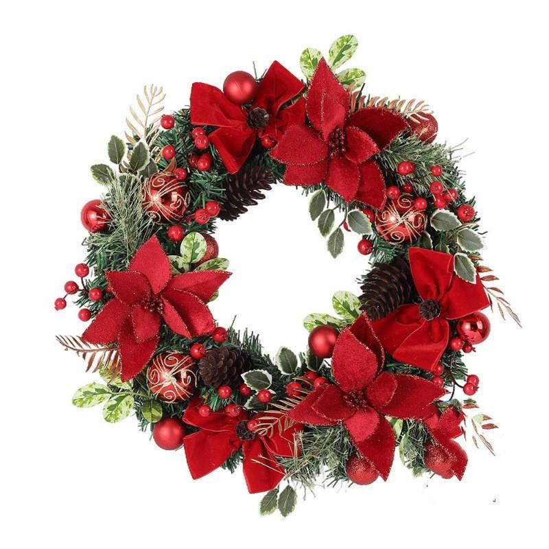 Christmas Wreath for Front Door Window Artificial Wreath Garland Rattan Set Xmas New Year Navidad Home Christmas Decoration