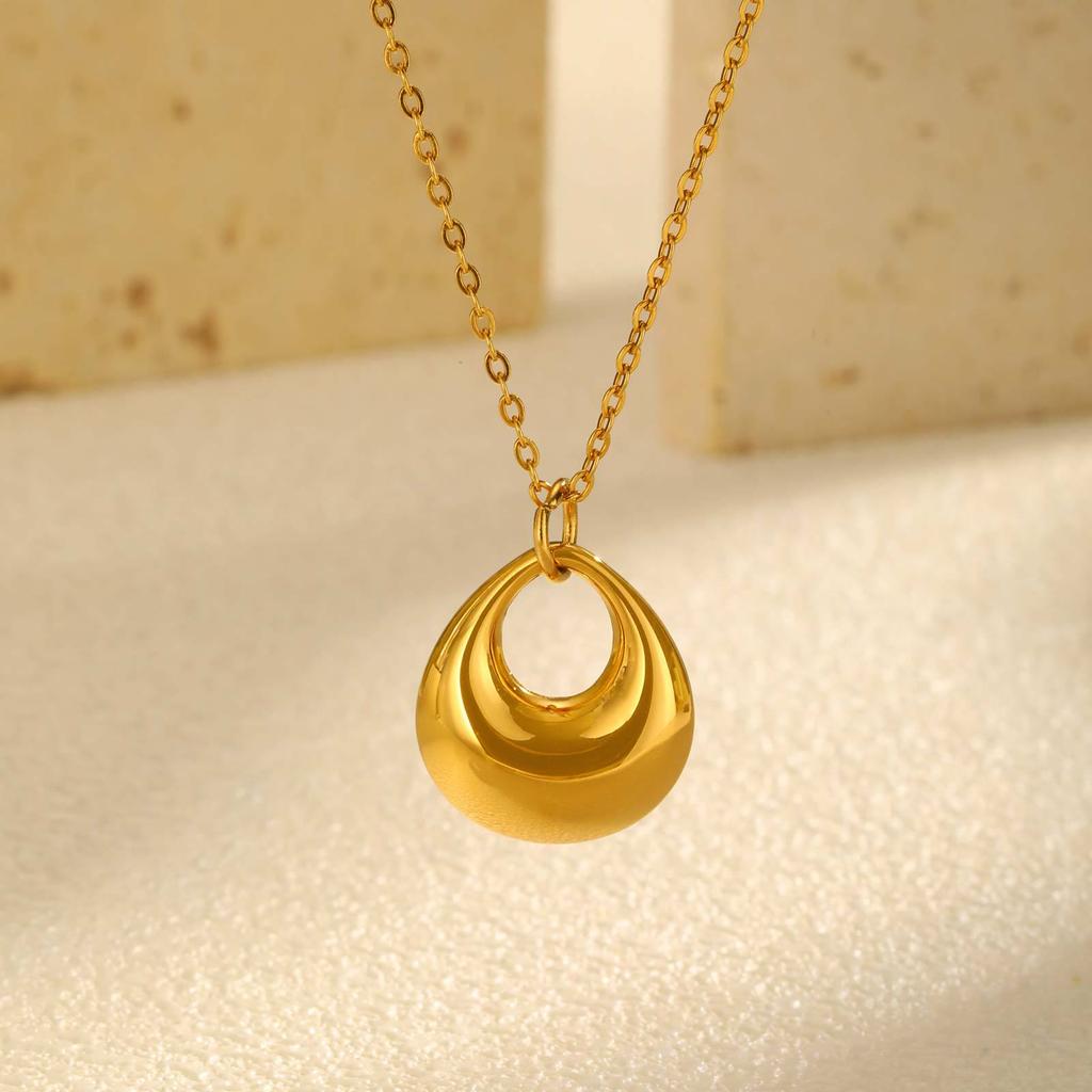 Fashion Jewelry Accessories, Stainless Steel Geometric Gold Pendant Necklace Women 2119
