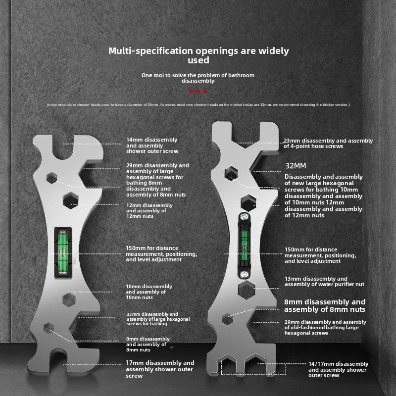 Multifunctional Universal Repair Wrench Set Bend Angle Leveling for Shower Faucet Installation Bathroom Maintenance 9mm 12mm 14mm 17mm 23mm 30mm