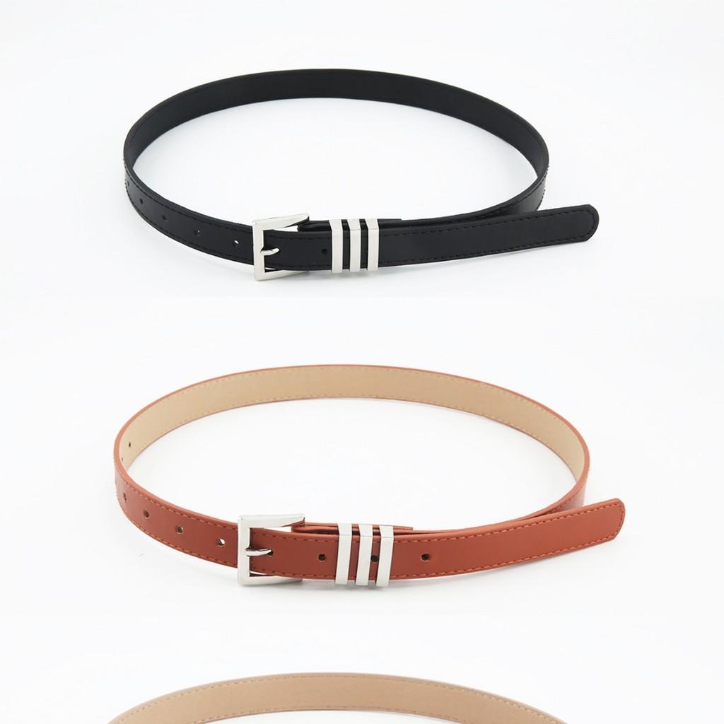 Metal Polished Buckle Womens Belt In Solid Color Versatile Paired Jeans With