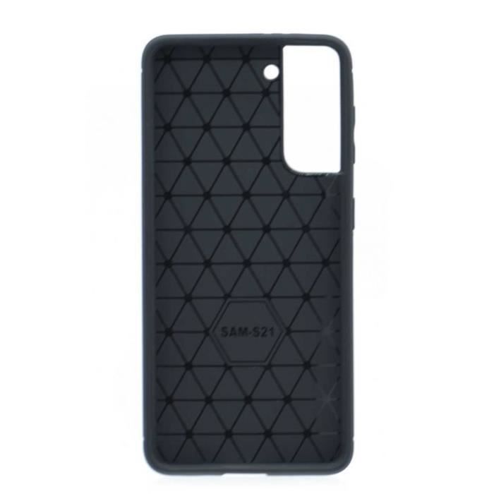 Coque souple - Samsung - Galaxy S21 - Noir - Effet carbone - Protection chocs