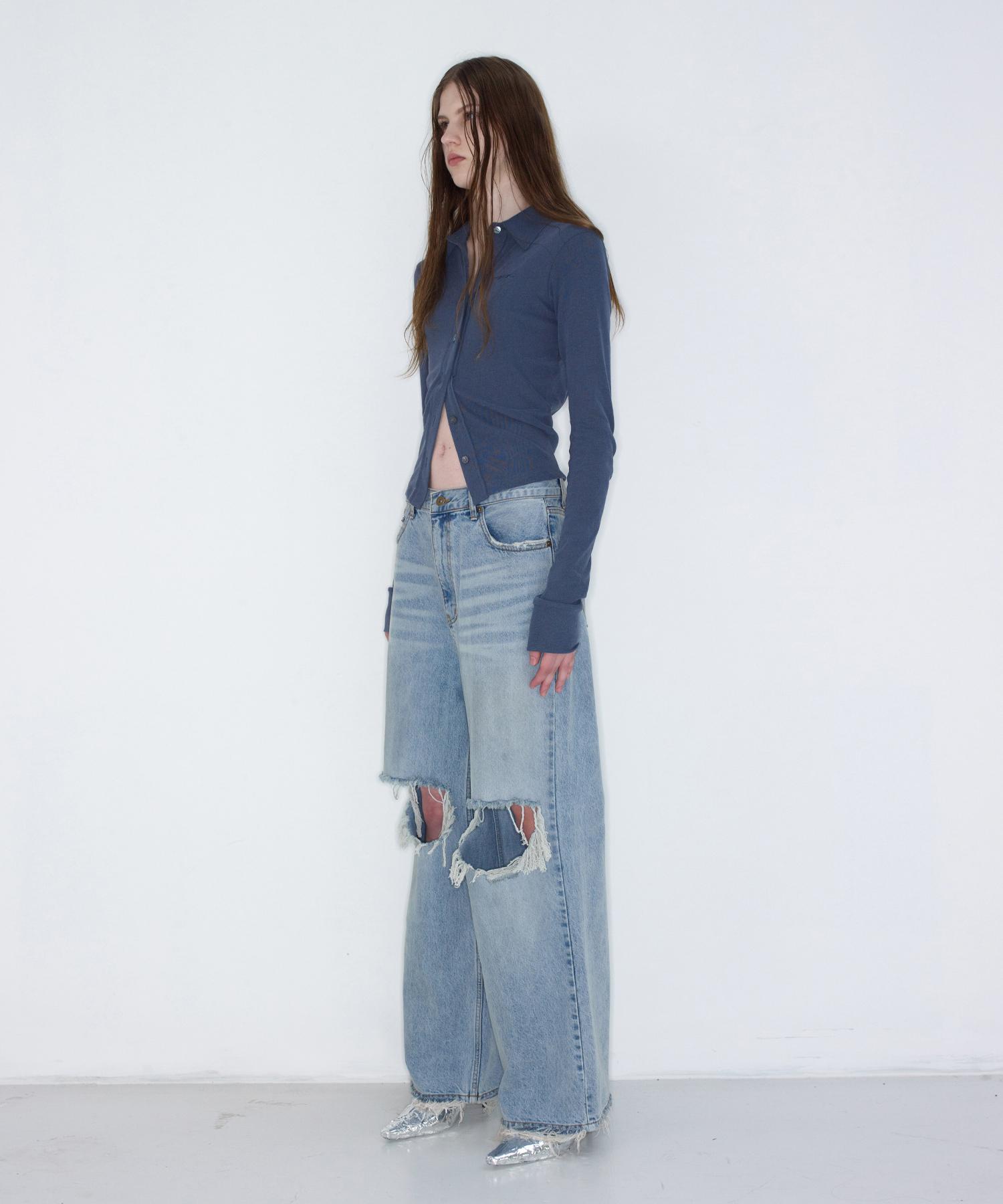 Sio Back Hole Jersey Shirt Blue