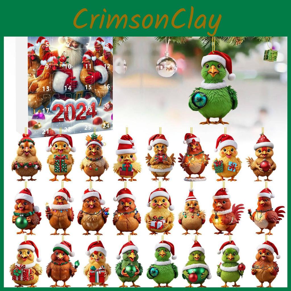 Christmas Chicken Advent Countdown Blind Box Mini Acrylic Pendant Decorative