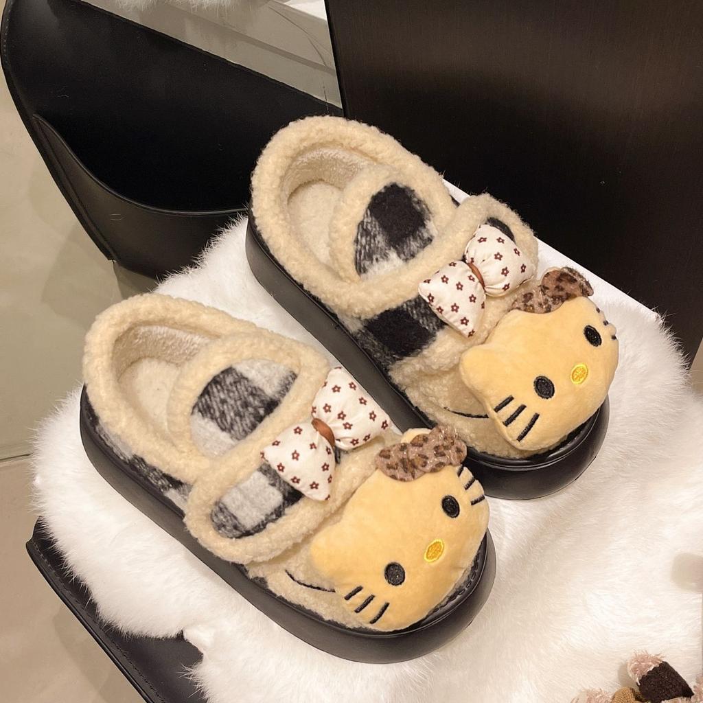 Fashion Thick-soled Versatile and Comfortable Cotton Shoes for Women's Autumn and Winter New Cute Temperament Kitten Non-slip Cotton Shoes for Women