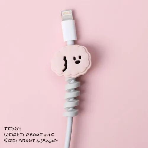 4PCS Cute Bite Cartoon Animal Cable Protector - Mini Cord Wire Cover Charging Cable Winder Set