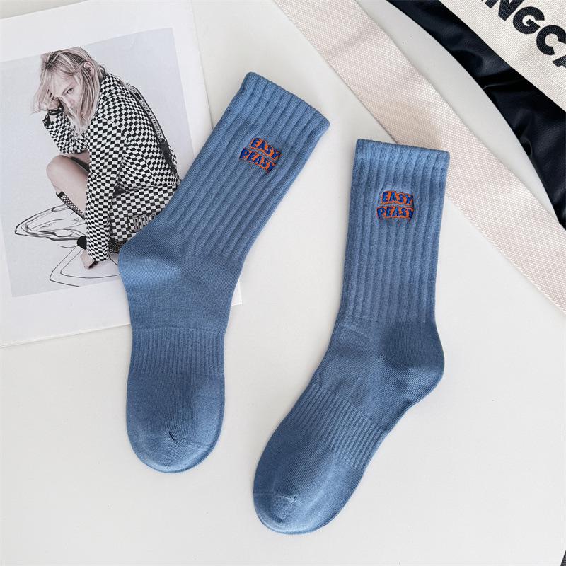 Cityboy Korean Style Embroidered Cotton Skateboarding Mid-Calf Socks - Unisex Trendy Streetwear