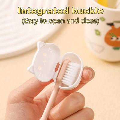 Portable Cat Shape Toothbrush Head Cover Dustproof Protective Cap Portable Plastic Clip For Household Travel Bathroom Accessory