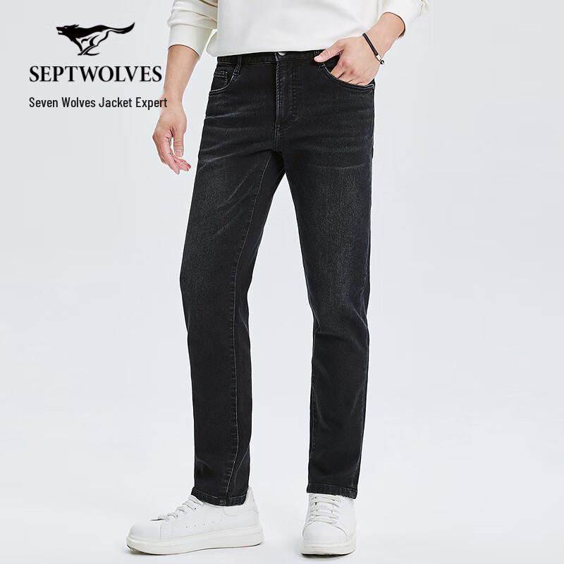 

SEPTWOLVES Men s Warm Brushed Straight-Leg Denim Jeans 36A