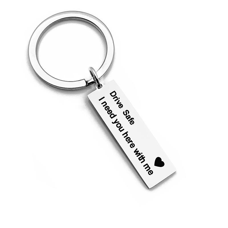 Drive Safe Stainless Steel Keychain Romantic Safety Reminder Stylish Car Key Pendant Practical Gift for Him