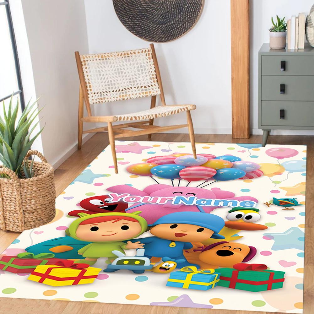 Alfombra Personalizable con Nombre de Pocoyó Adecuada para Exteriores Dormitorio Entrada Pasillo Alfombra Antideslizante Decorar Oficinas Regalo para Festivales