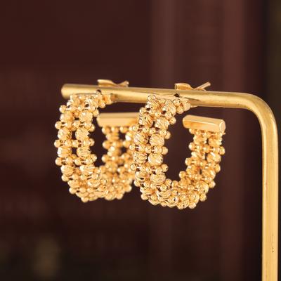 Beliebte Größe Gold Bead Splicing geometrische C-förmige Ohrringe Mode personalisierte Design Kupfer Ohrringe Frauen