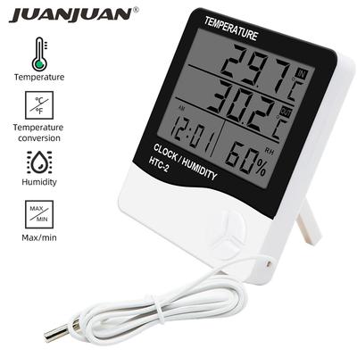 LCD Digital Temperature Humidity Meter HTC-2/HTC-1 Home Indoor Outdoor Hygrometer Thermometer Weather Station with Clock