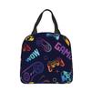 Cartoon Game Console Pattern Insulated Lunch Bags Cooler Bag Reusable Portable Tote Lunch Box Food Handbags Work Outdoor
