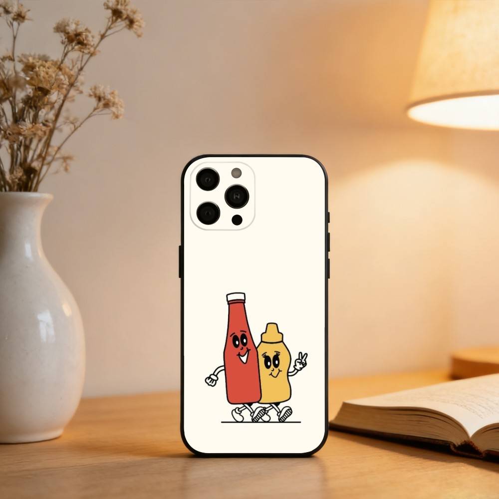 T-Tomaten Ketchup Senf ART Handyhülle Für iPhone 17,16,15,14,13,12,11 Plus,Pro Max,XS,Weiches Silikon Schwarze Hülle