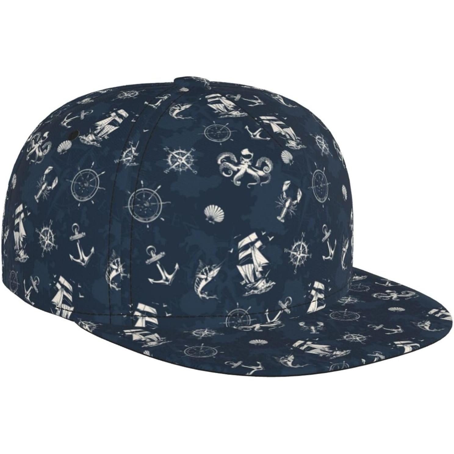 

Vintage Sea and Sailboat with Nautical Anchor Baseball Cap for Men Women, Adjustable Trucker Hat Snapback Sun Dad Cap Unisex One Size