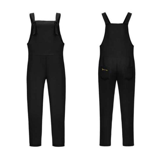 Women Casual Solid Color Sleeveless Adjustable Straps Loose Jumpsuit Bib Overall
