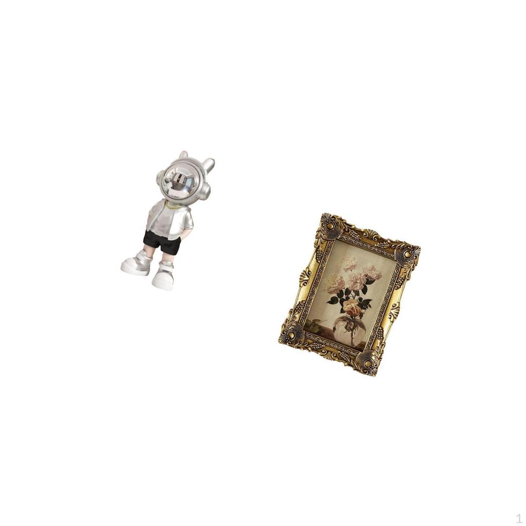 Astronaut Photo Frame Statue Modern Decorative Figurine Vintage Resin Tabletop Ornament for