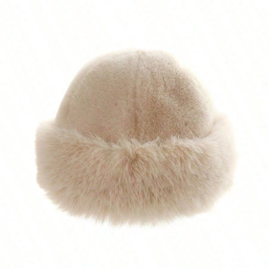 1pc Women's Winter Plush Bucket Hat, Women's Fashionable Thick Hat, Winter Warm Hat, Can Be Paired With Wool Coat, Winter Clothing Winter Outfits