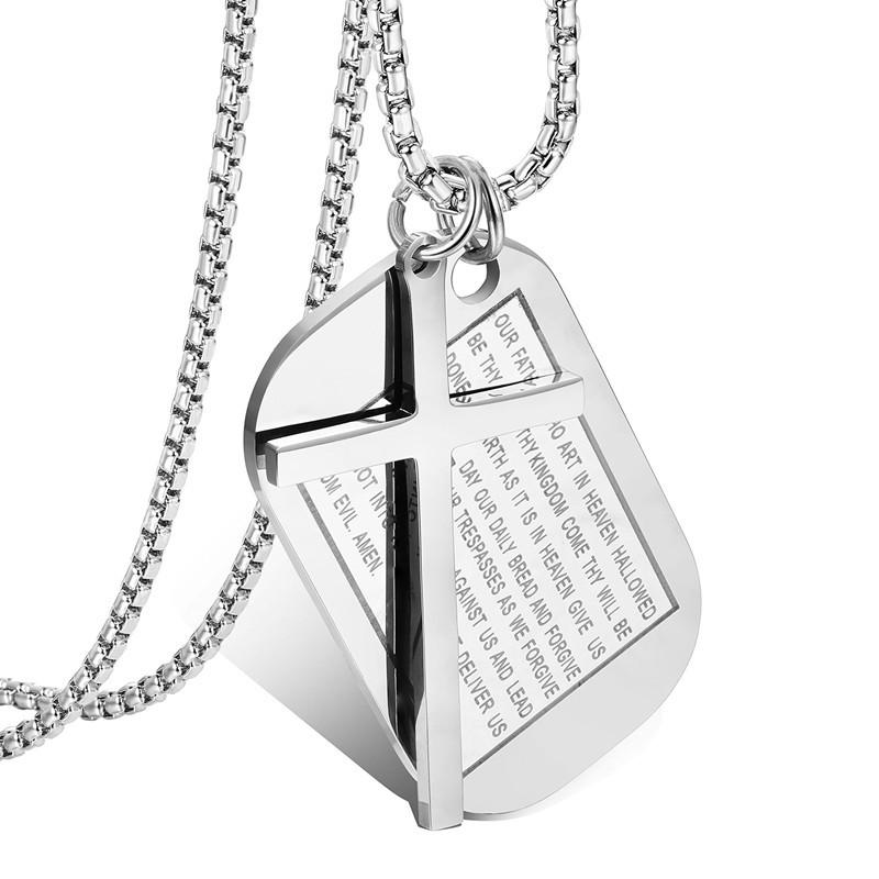 

Fashionable Classic Stainless Steel Cross Pendant Versatile Military-style Necklace Style 1 - Steel Color