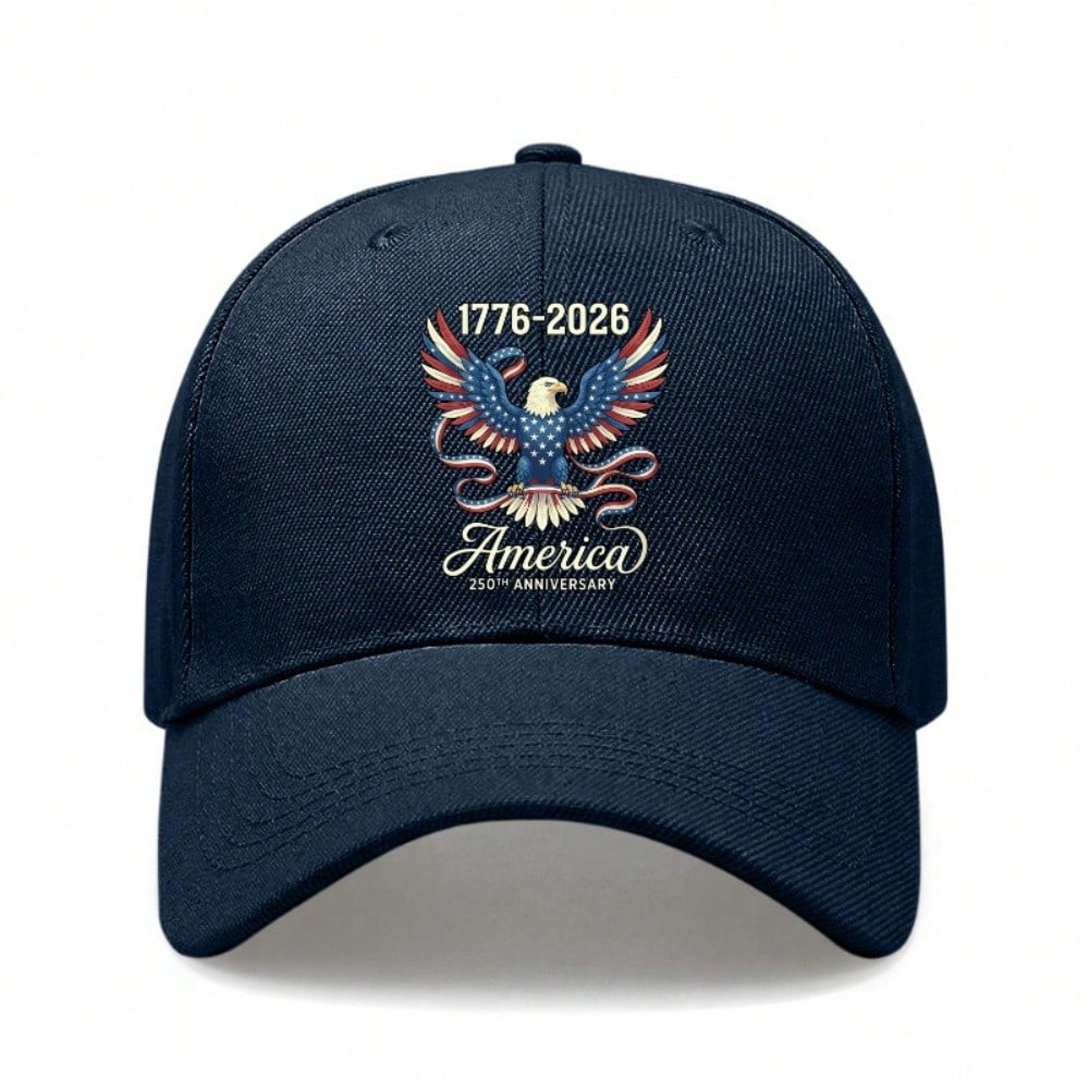[Patriotic Baseball Cap] 250Th Anniversary Eagle Print Polyester Adjustable Unisex Breathable Lightweight Sun Protection Curved Brim Outdoor Sports