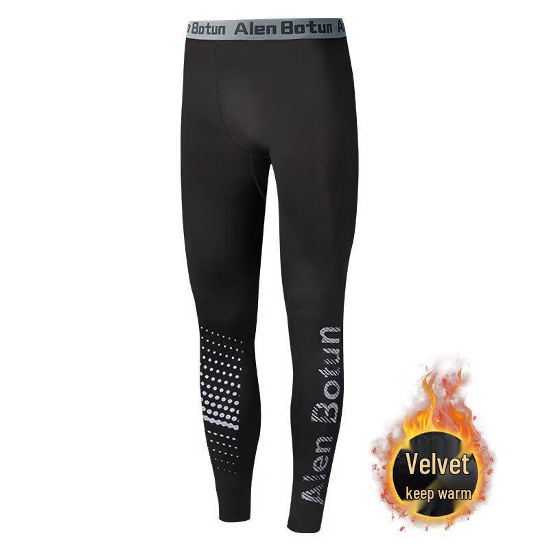 

Men s Winter Compression Running Tights with Quick-Dry Fabric and Velvet Lining L