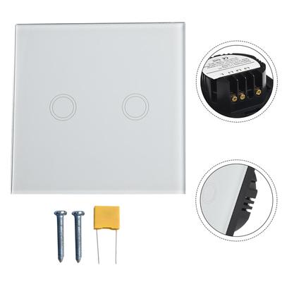 2-Gang Touch Switch LED Dimmer Office Lighting 86mmX86mmX35mm 2 Gang Touch Dimmer Switch Switch Accessory Indoor Outdoor Use