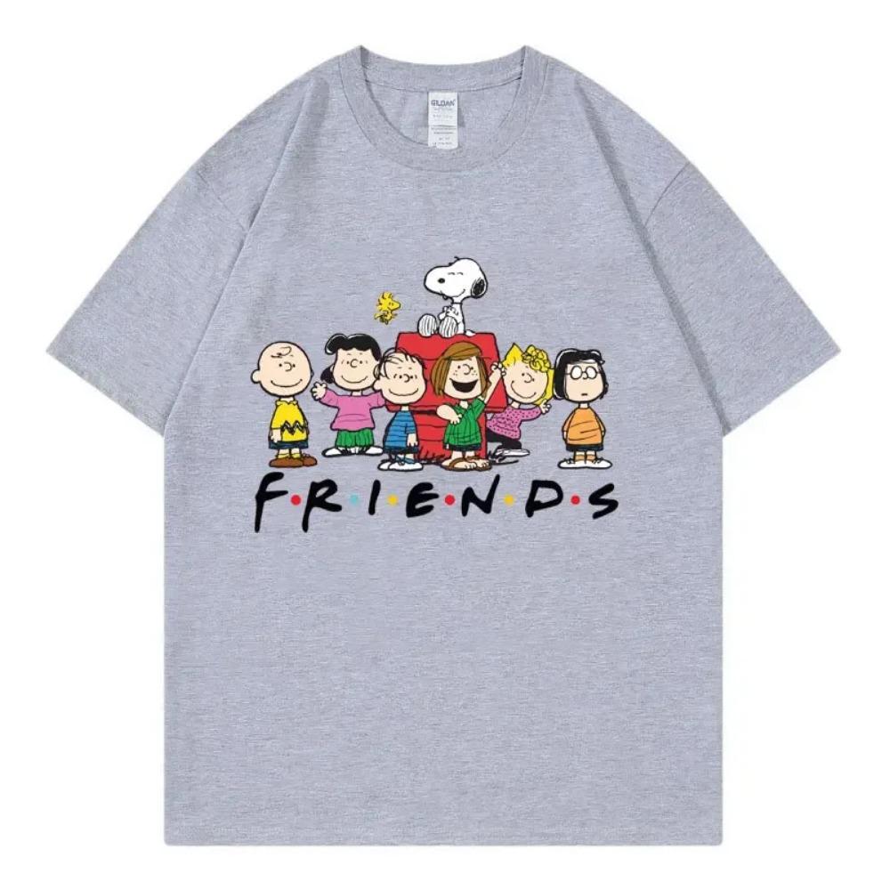 

Snoopy Friends Cartoon Anime Women T-shirt Summer Short Sleeve Men Tee Shirts Tops 2026 New Fashion Couple Clothing M