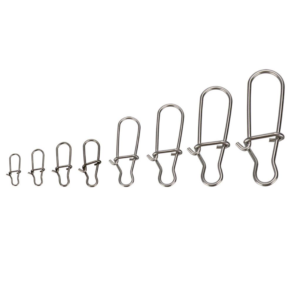 100pcs Fishing Snaps Clip 0#-8# Stainless Steel Fishing Clips Swivels Fishing Tackle For Trout Baits Pike Bass