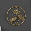 Hanging Gold Iron Arts Leaves Sculpture Ginkgo Leaf Ornaments Wall Decoration Metal Round Pendant