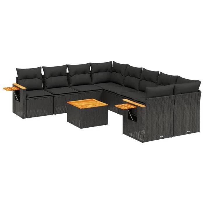 VidaXL Garden Lounge Set with Cushions 9 Pcs, Patio Sofas, Patio Furniture Set, Outdoor Furniture, Black 3226664