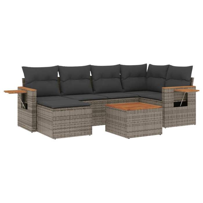 VidaXL Garden Lounge Set with Cushions 7 Pcs, Patio Sofas, Patio Furniture Set, Outdoor Furniture, Grey 3227026