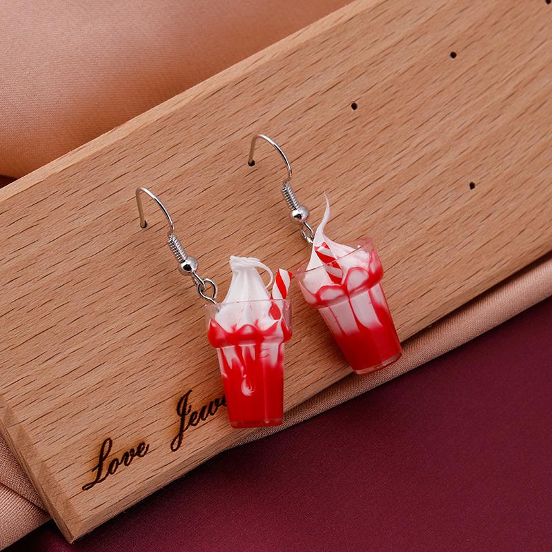 Fashion Resin 3D Drink Cup Drop Earrings for Women Girl Beer Milk Tea Ice Cream Dangle Earrings Jewelry Gift