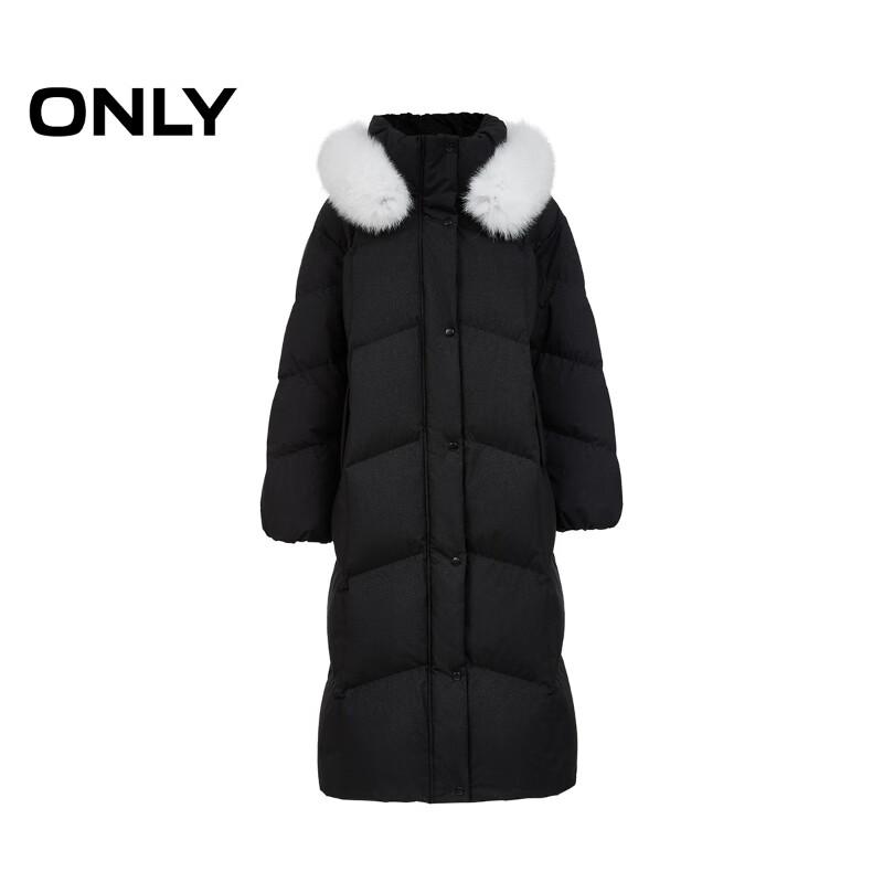 Only Women's 90% White Goose Down Jacket with Detachable Fox Fur Collar