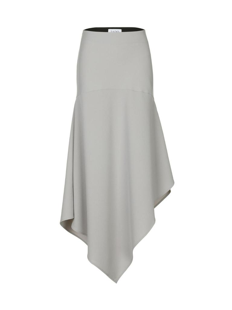 Wave Seoul Diagonal Asymmetrical Midi Skirt Gray