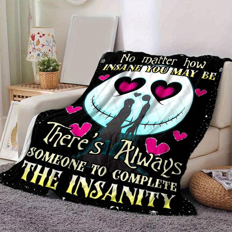 

1pc. Cute Nightmare Before Christmas Jack Skellington Sally Moon Love Heart Print Blanket, Cozy Throw Blankets for Couch Bed Sofa, Soft Warm 100x150cm
