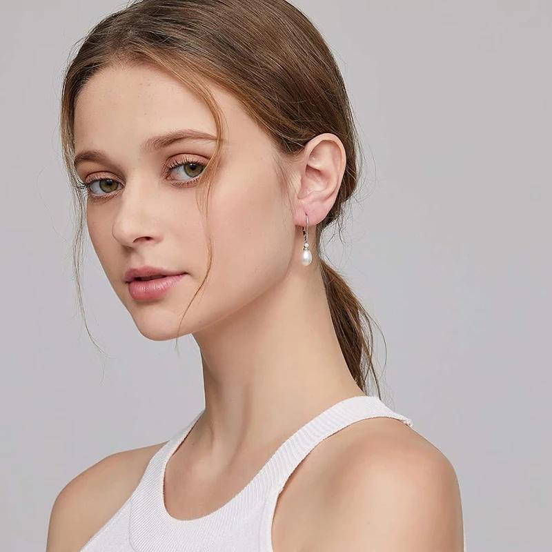 Huitan Aesthetic Oval Imitation Pearl Drop Earrings for Women Elegant Charms Wedding Bridal Jewelry Versatile Daily Accessories