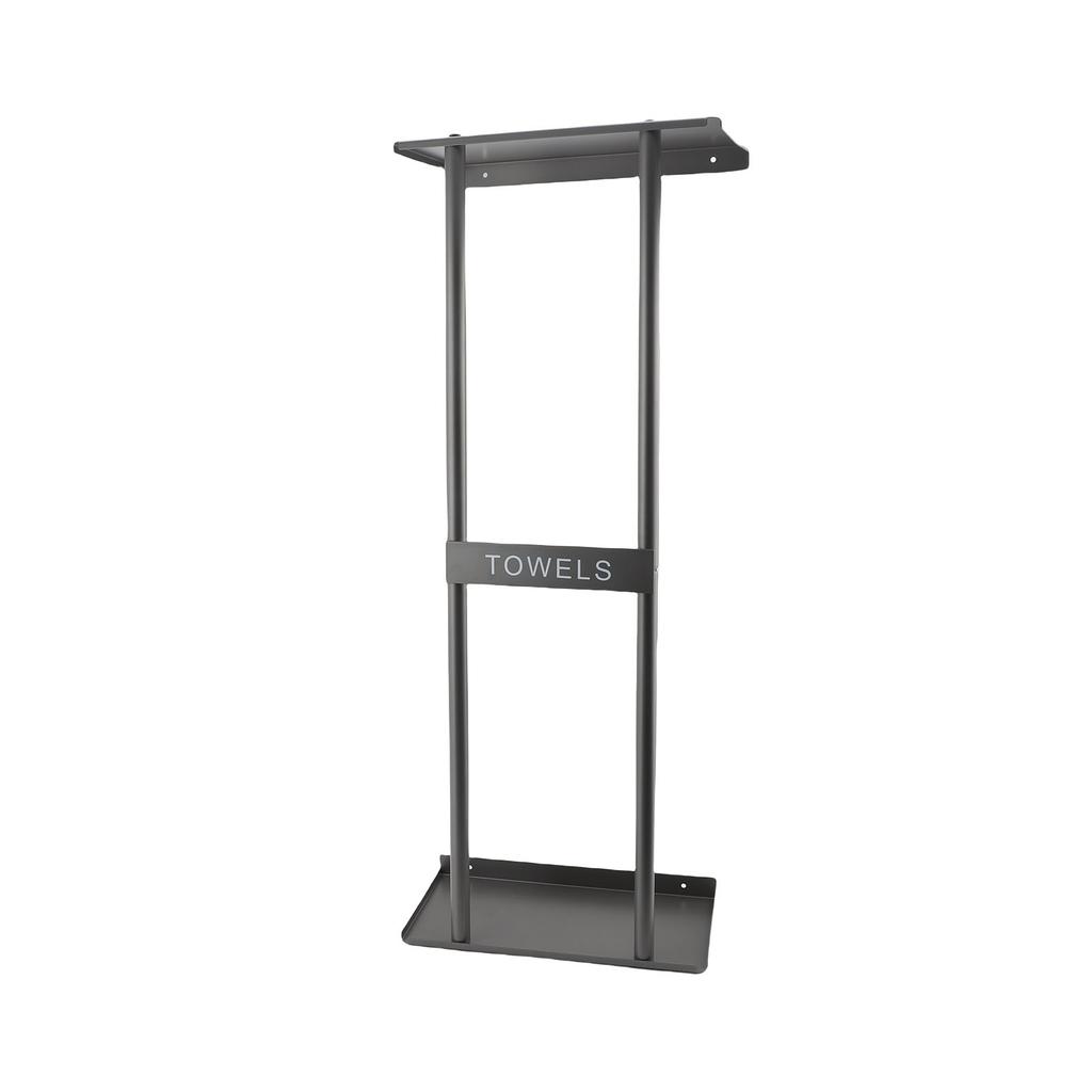 Wall Mounted Bath Towel Holder Black Metal Space Saving Rolled Folded Towel Storage Organizer for Home Hotel
