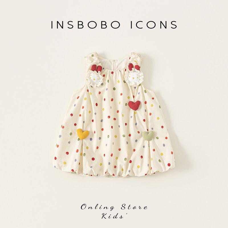 Insbobo Girls  Dress 2026 Summer New Style Children s Stylish Dress Girls  Tank Dress Trendy Children s Clothing Apricot bottom wave point 100