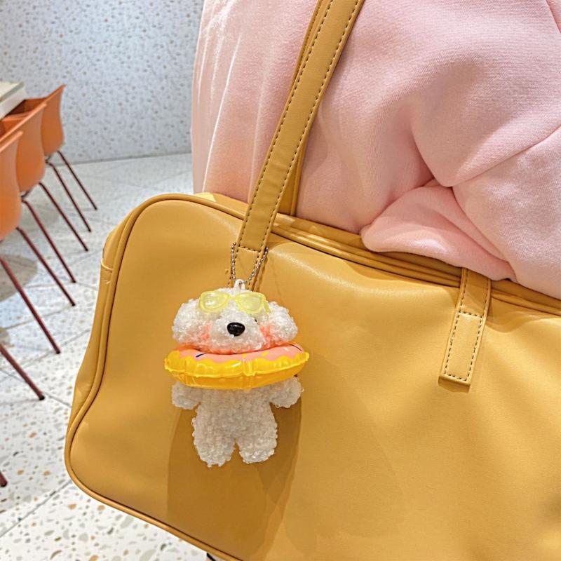 Small Dog Keychain Soft and Adorable Stuffed Animal for Bags and Keys Personalized Keyrings Decoration for Women's Bag