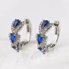 Luxury  Blue Cubic Zirconia Hoop Earrings Women's Elegant Exquisite Wedding Party Accessories Silvery Plated Jewelry Gift