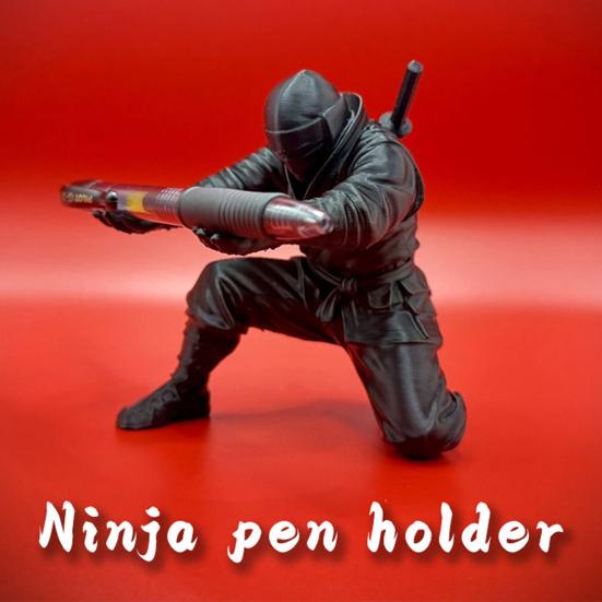 3D Printed Ninja Pen Holder Cool Ninja Figurine Pencil Stand Decorative Desk Organizer for Anime Fans Office Desk Gaming Room Decor