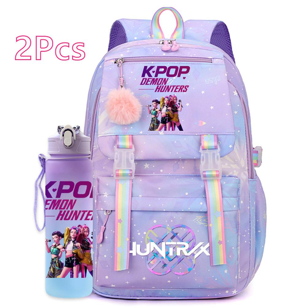 

2 шт./набір Милий Аніме Kpop Принтований Рюкзак 750 мл Пляшка для Води Велика Місткість Дорожня Сумка для Дівчинки-Підлітка Хлопчика Книжковий Рюкзак Дитячий Подарунок Рюкзак