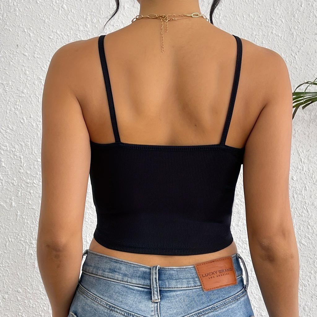 European And American Women'S Clothing Solid Color V-Neck Sleeveless Belly Button Sexy Slim Sling Small Vest
