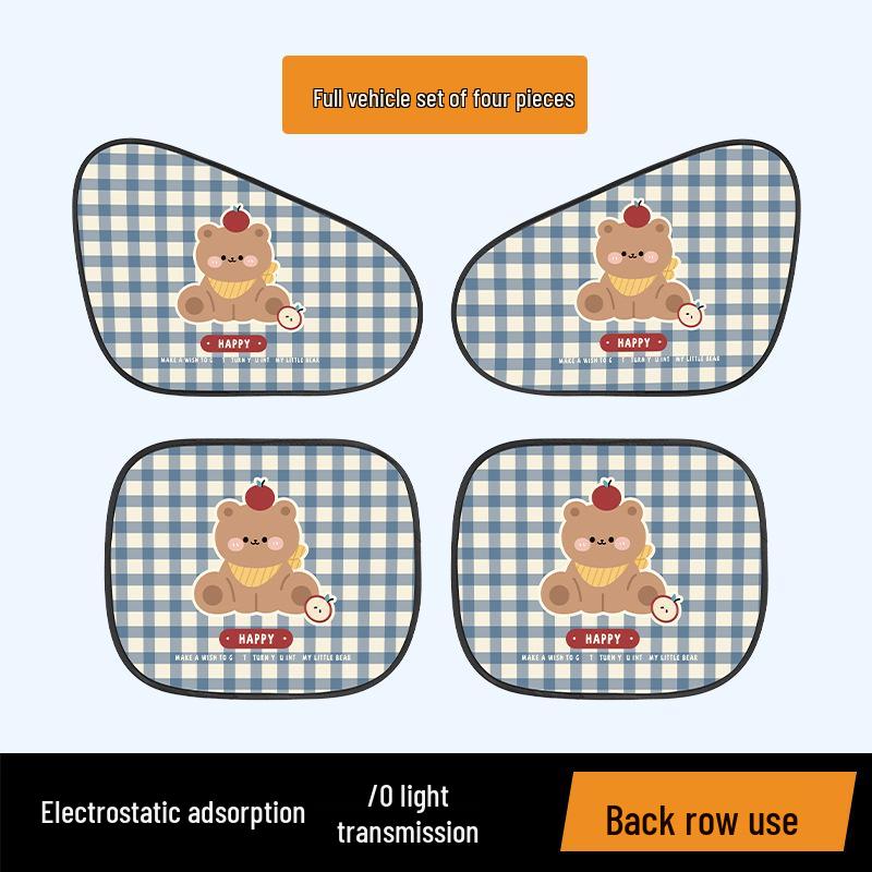 Elektrostatische Auto Zonnescherm - Schattig Beer Ontwerp voor Baby Warmtebescherming & Isolatie