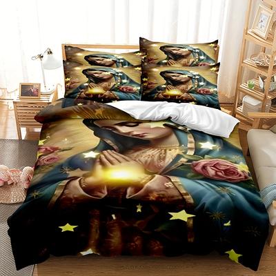 3pcs Jesus Quilt Cover Set, 1 * Duvet Cover, 2 * Pillowcases Without Core, Jesus Digital Print Bedding Kit, Soft and Comfortable