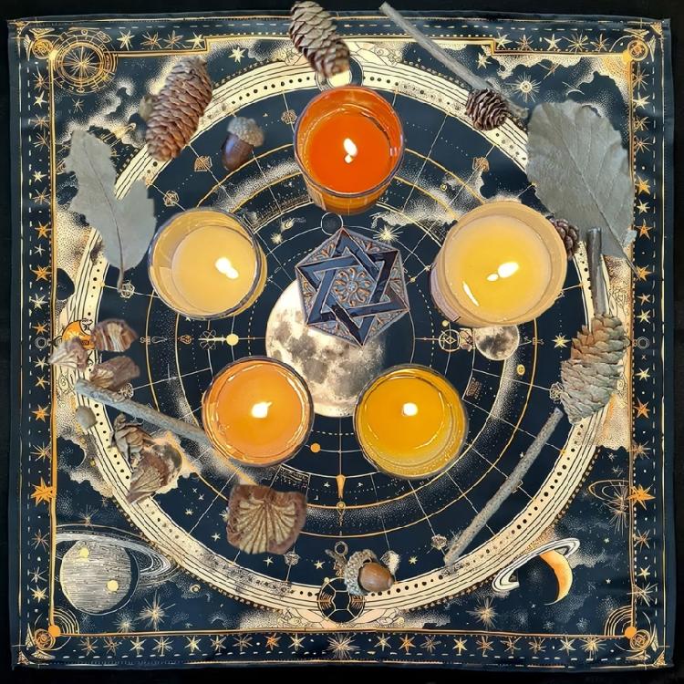 Moon Planet Astrology Tablecloth Altars Cloth Square Divinations Card Table Cloth Witchcrafts Deck Cloth Enduring