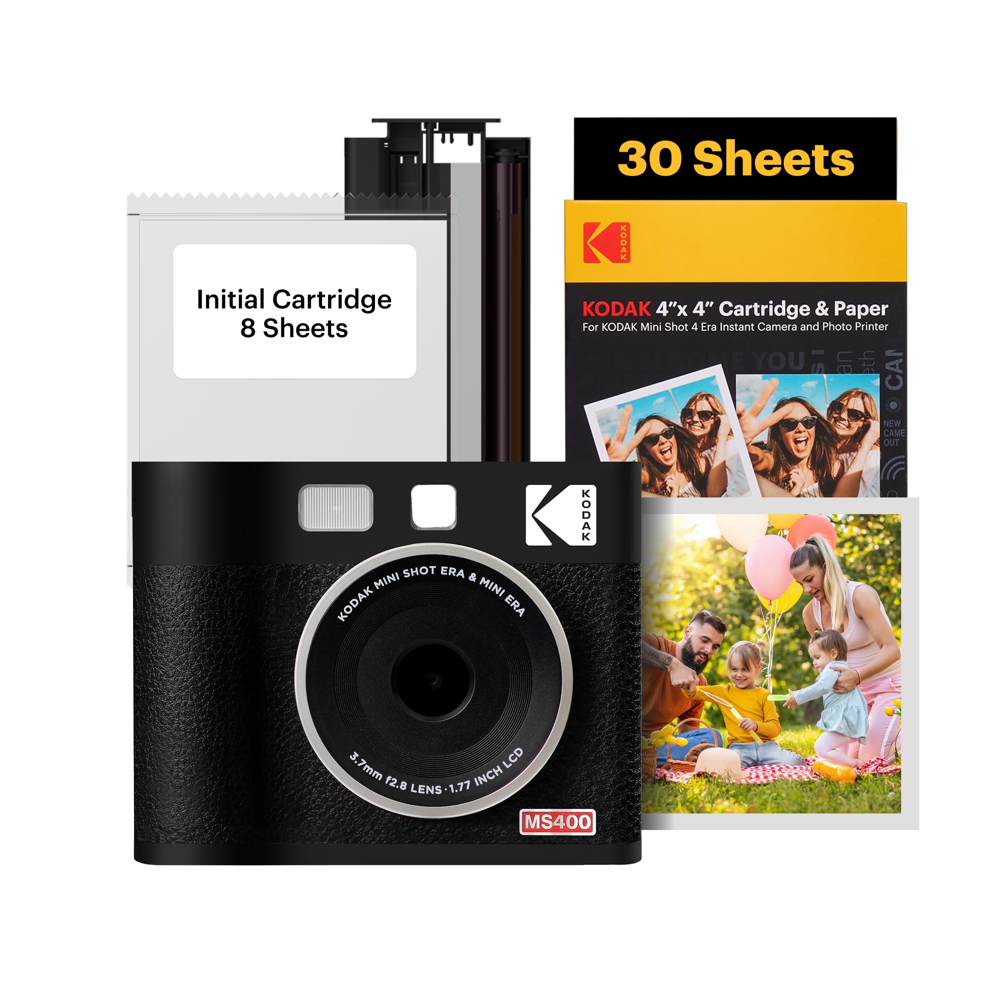 

KODAK Mini Shot 4 ERA 4PASS Instax Camera Smartphone Printer 68 2-in-1 & (4x4 ) (Camera + sheets, Black) чорний