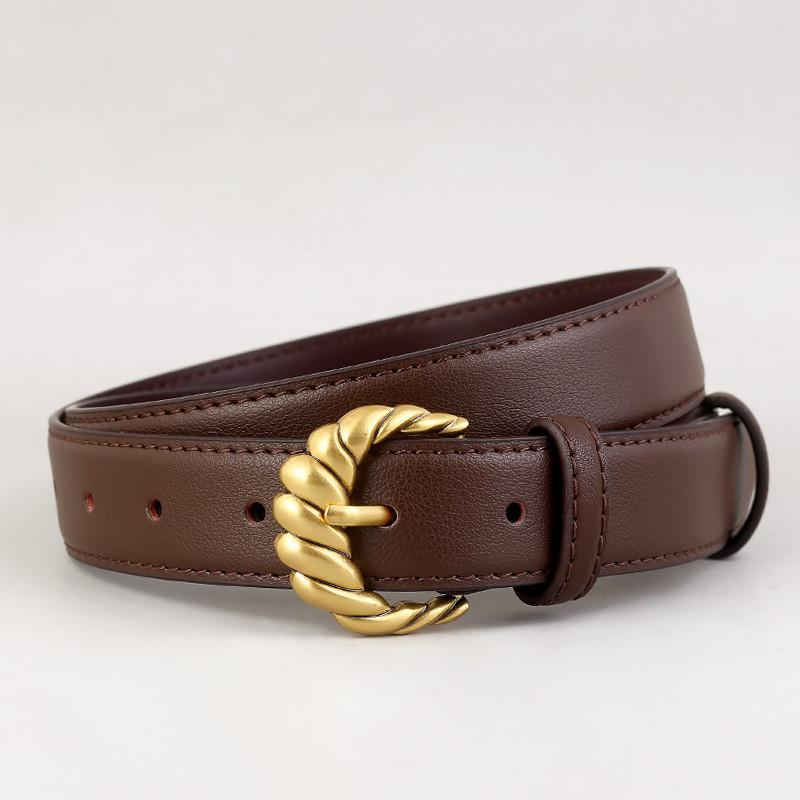 

Classic Leather Belt For Women With Nickelfree Buckle For Casual And Office Wear кавовий